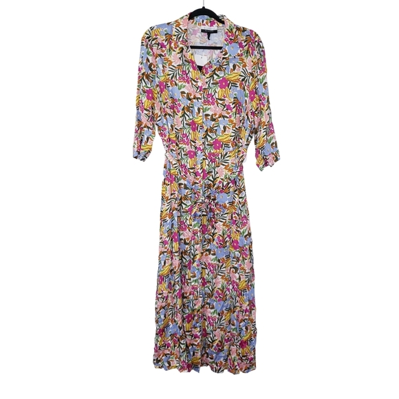 NWT Eloquii Elements Waist Tie Button Front Floral Maxi Dress - Picture 3 of 8